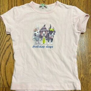 Pink Holiday Dogs Graphic T-Shirt